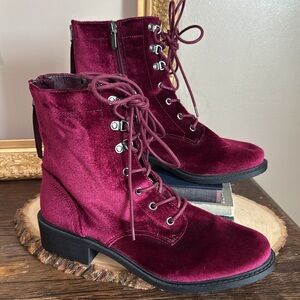 Circus by Sam Edelman‎ burgundy wine velvet Dawson-2 combat boot Women's 10 WW
